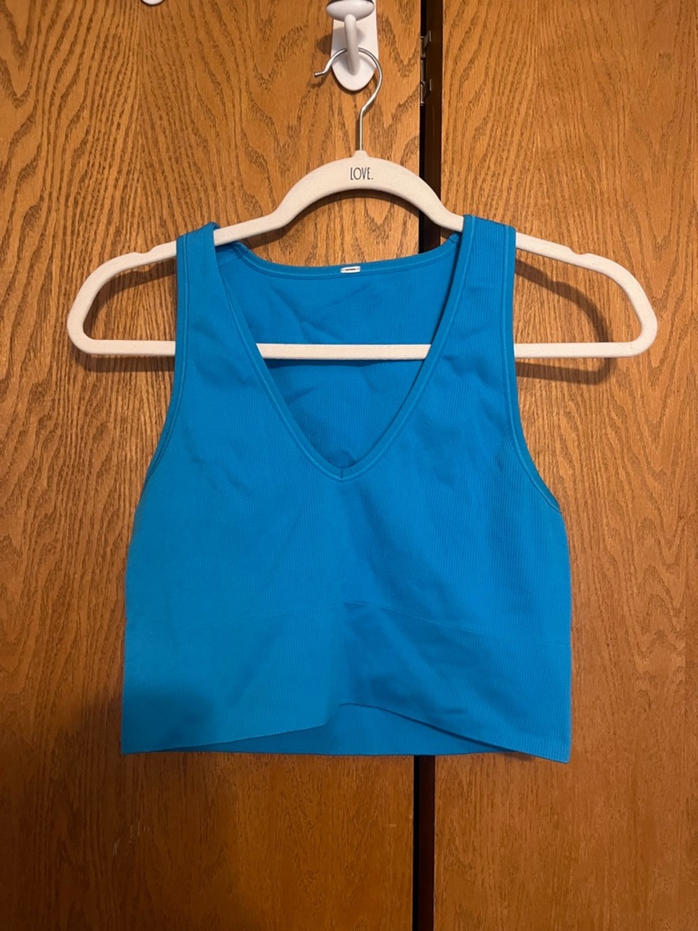Athleta Bright Blue V-Neck Ribbed Crop Tank